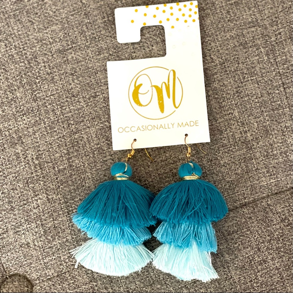 Turquoise/ Teal TASSEL EARRINGS ~bracelet to match